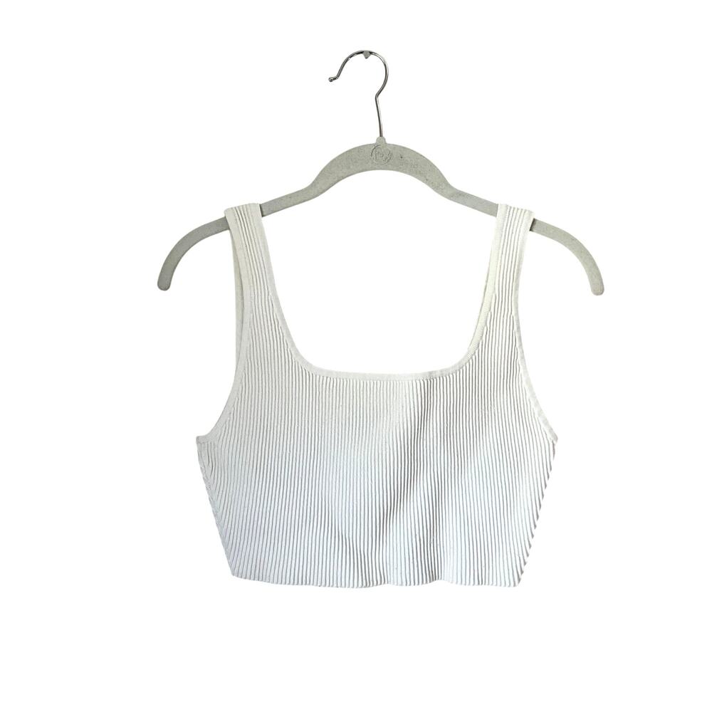 Babaton White Ribbed Crop Top: Modern